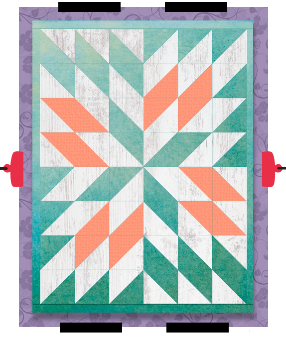 A quilt loaded with clamps on the side